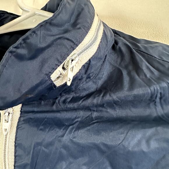 Vintage Pla-Jac Dunbrooke Windbreaker Tetons 70s 1/4 Zip Hidden Hood Blue S - Picture 4 of 7